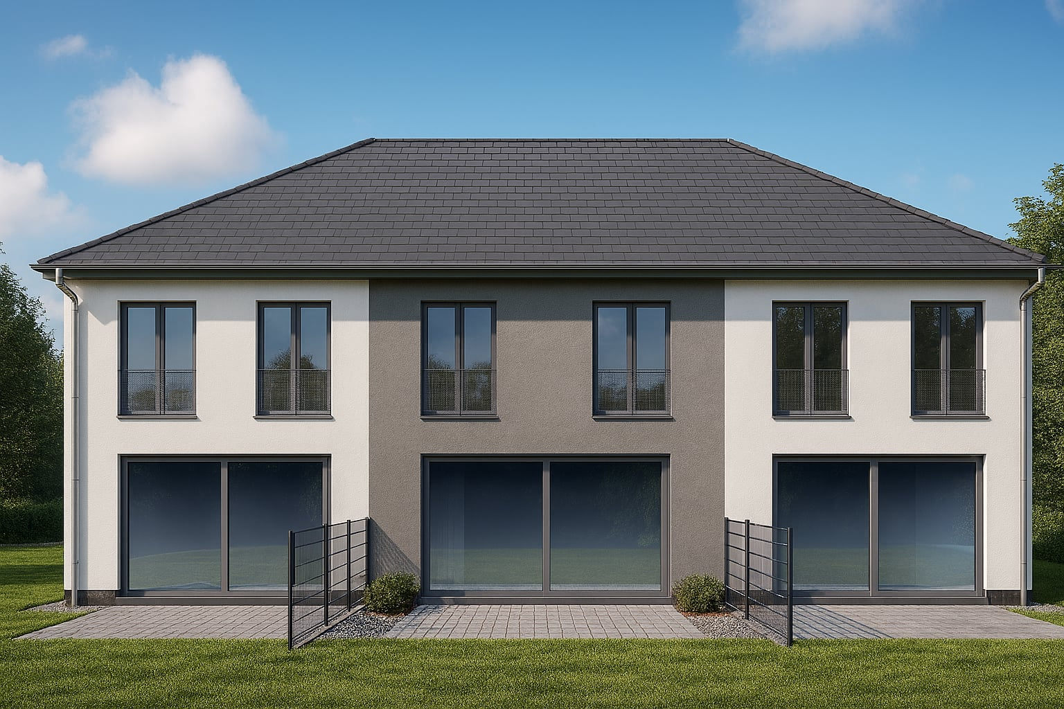 Zadní pohled s terasami